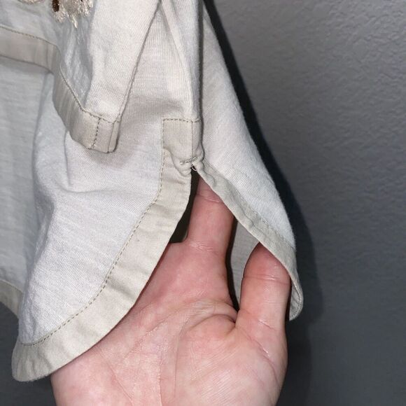 Soft Surroundings Cotton Embroidered Tunic Cream Metallic XL Floral Lagenlook - Picture 5 of 6